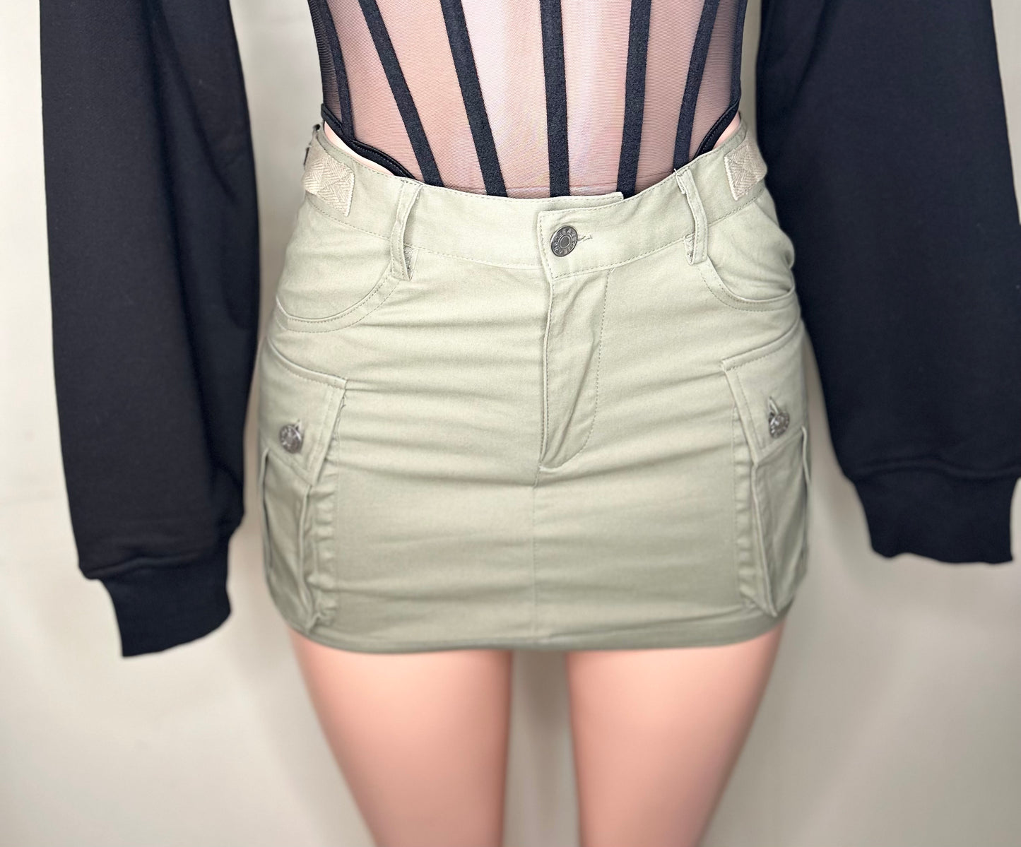 Low Rise Cargo Mini Skirt